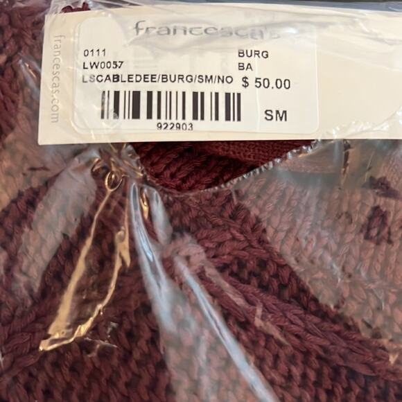 Jonnie Deep V Cable Knit Burgundy Sweater - Picture 4 of 4